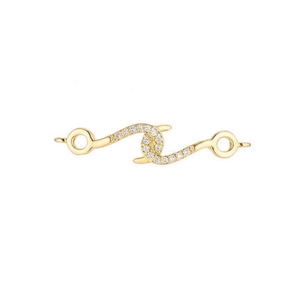 Gold Filled Hook Tangled Cubic Zirconia Bracelet Charm Bead Connector For Jewelry Making Finding F-067