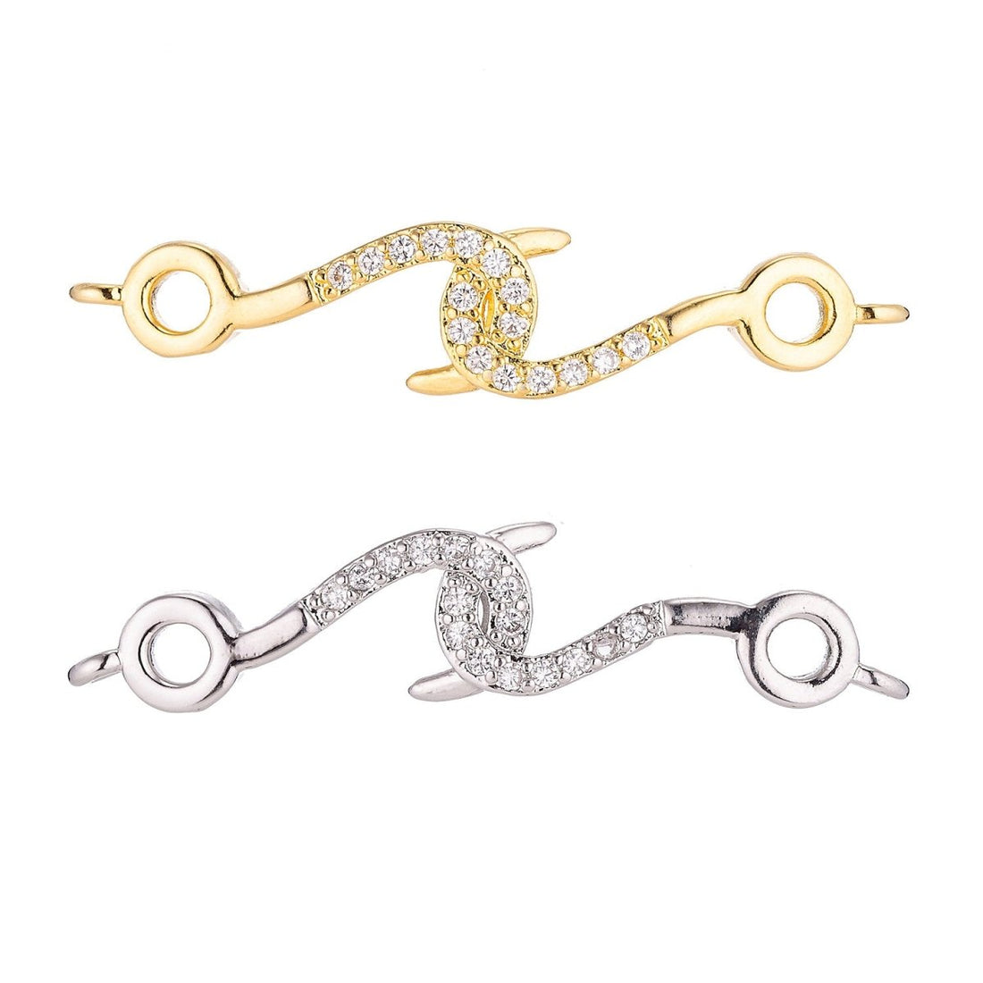 Gold Filled Hook Tangled Cubic Zirconia Bracelet Charm Bead Connector For Jewelry Making Finding F-067