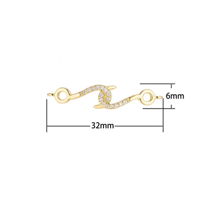 Gold Filled Hook Tangled Cubic Zirconia Bracelet Charm Bead Connector For Jewelry Making Finding F-067