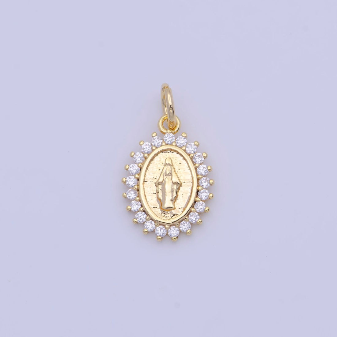 Gold Filled Lady Guadalupe Charm Clear Micro Paved CZ Religious Mother Virgin Mary For Jewelry Making | X-710