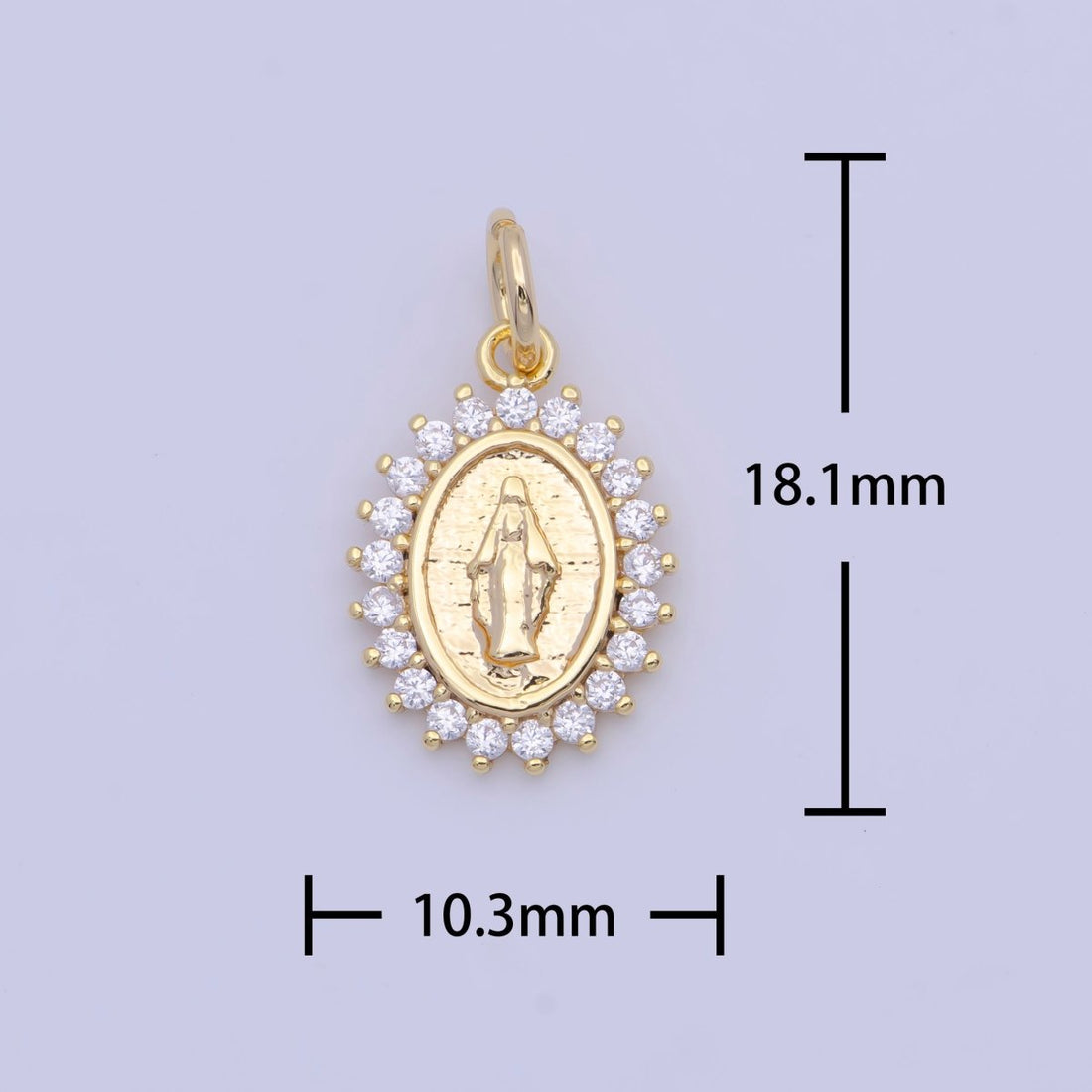 Gold Filled Lady Guadalupe Charm Clear Micro Paved CZ Religious Mother Virgin Mary For Jewelry Making | X-710