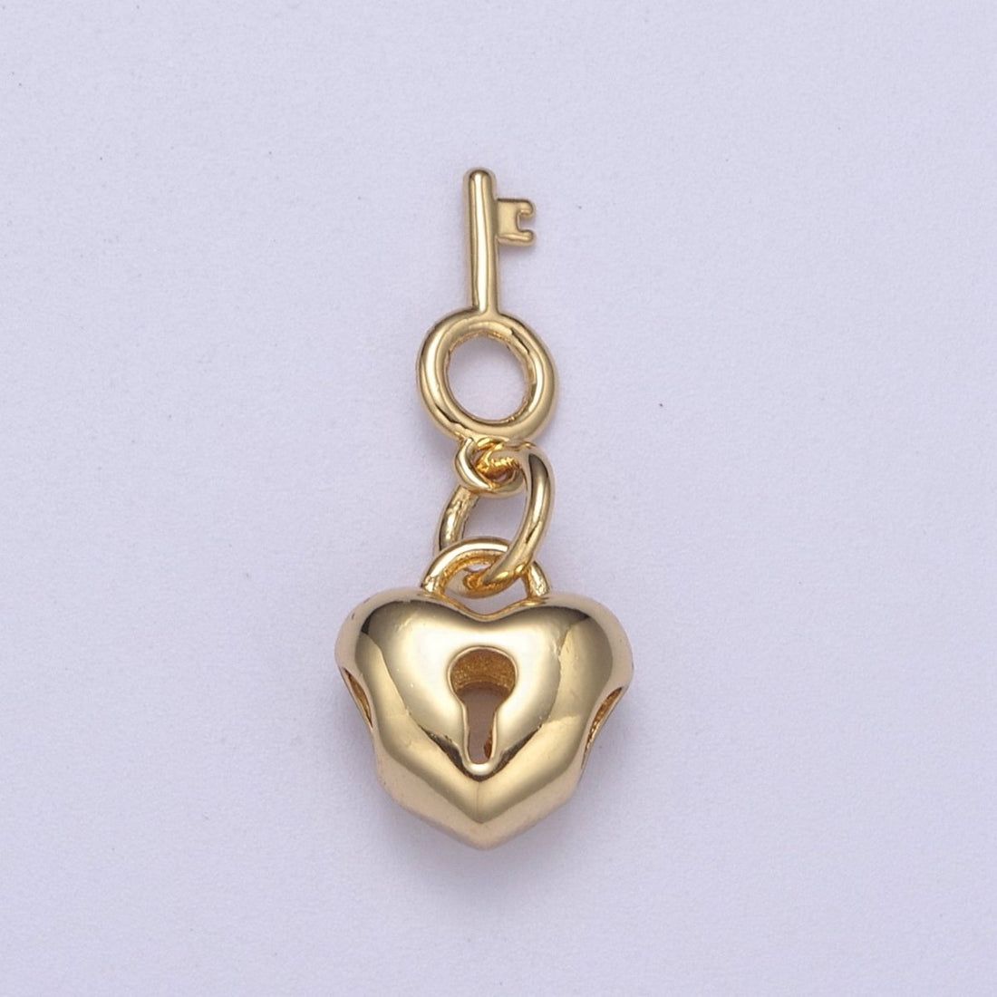 Gold Filled Love Lock, Heart Shaped Bead Padlock with Key Silver Heart Padlock Bead Spacer for Bracelet N-264 N-265