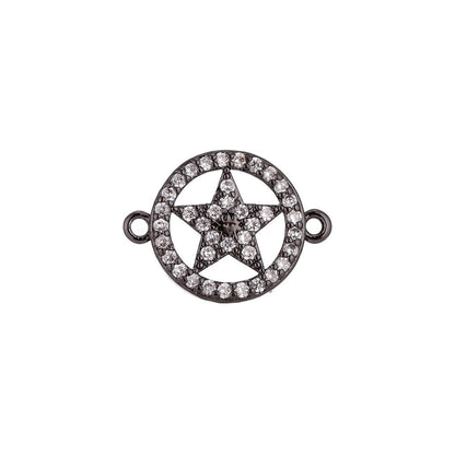 Gold Filled Lovely Elegant Star in Circle Floating Cubic Zirconia Bracelet Charm Necklace Pendant for Jewelry Findings Making, F-035
