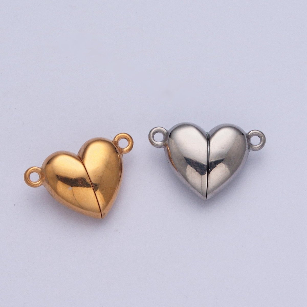 Gold Filled Magnetic Heart Connector Closure in Gold &amp; Silver  G-096 G-097