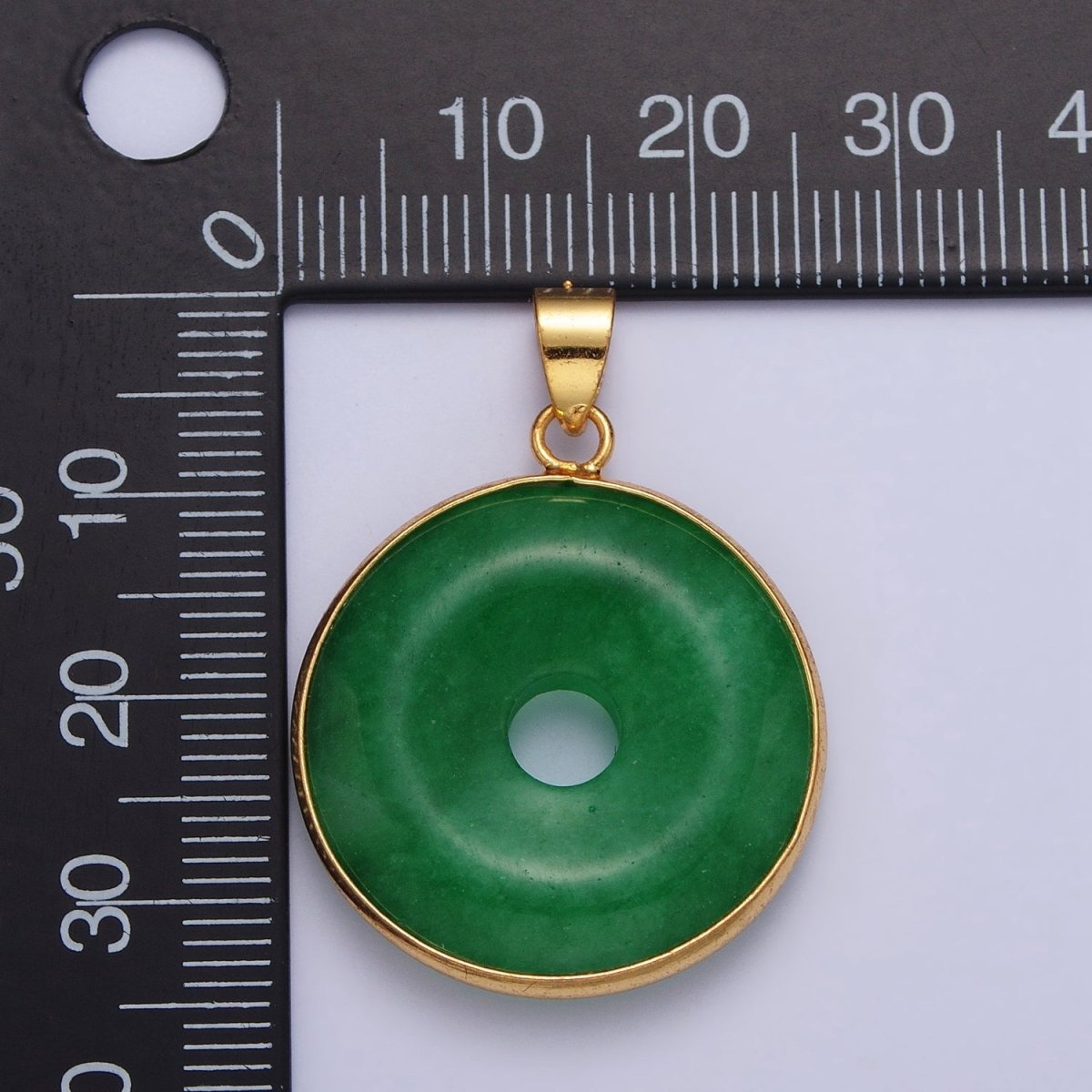 Gold Filled Malaysian Green Jade Donut Pendant in Gold &amp; Silver | AA103 AA104
