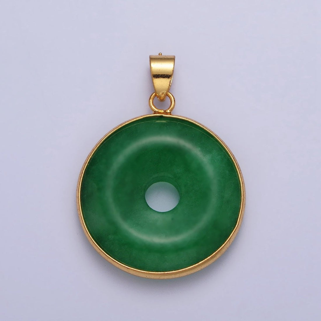 Gold Filled Malaysian Green Jade Donut Pendant in Gold &amp; Silver | AA103 AA104