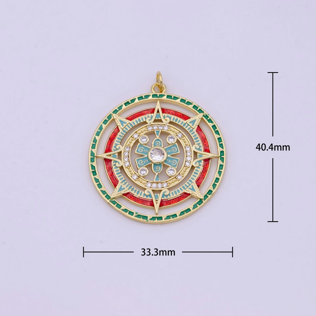Gold Filled Medallion Compass Pendant for Statement Jewelry Necklace N-366