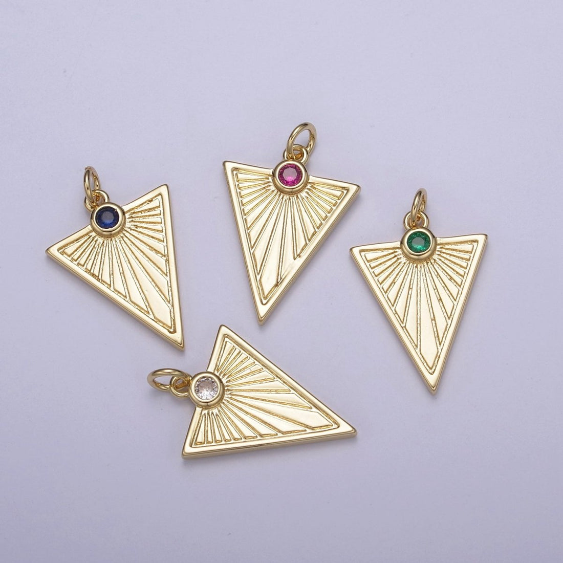 Gold Filled Medallion Pendant Gold Radial Triangle Charm Sun Ray Necklace Pendant Geometric CZ Necklaces Charm N-445 - N-447