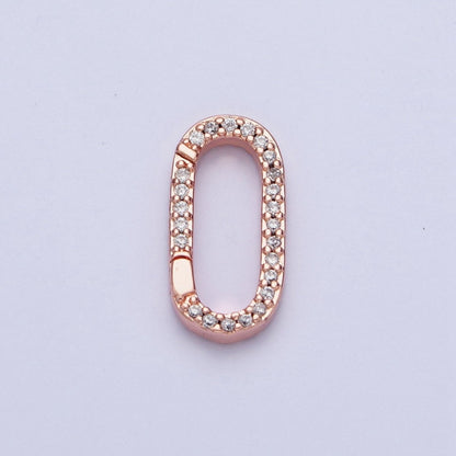 Gold Filled Micro Pace CZ Long Oval Spring Gate Clasps For DIY Jewelry Making in Gold, Silver, Rose Gold, Black  L-858 L-859 L-860 L-861