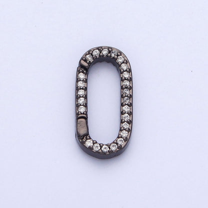 Gold Filled Micro Pace CZ Long Oval Spring Gate Clasps For DIY Jewelry Making in Gold, Silver, Rose Gold, Black  L-858 L-859 L-860 L-861