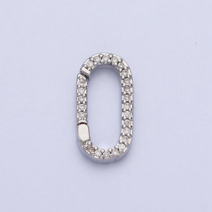 Gold Filled Micro Pace CZ Long Oval Spring Gate Clasps For DIY Jewelry Making in Gold, Silver, Rose Gold, Black  L-858 L-859 L-860 L-861