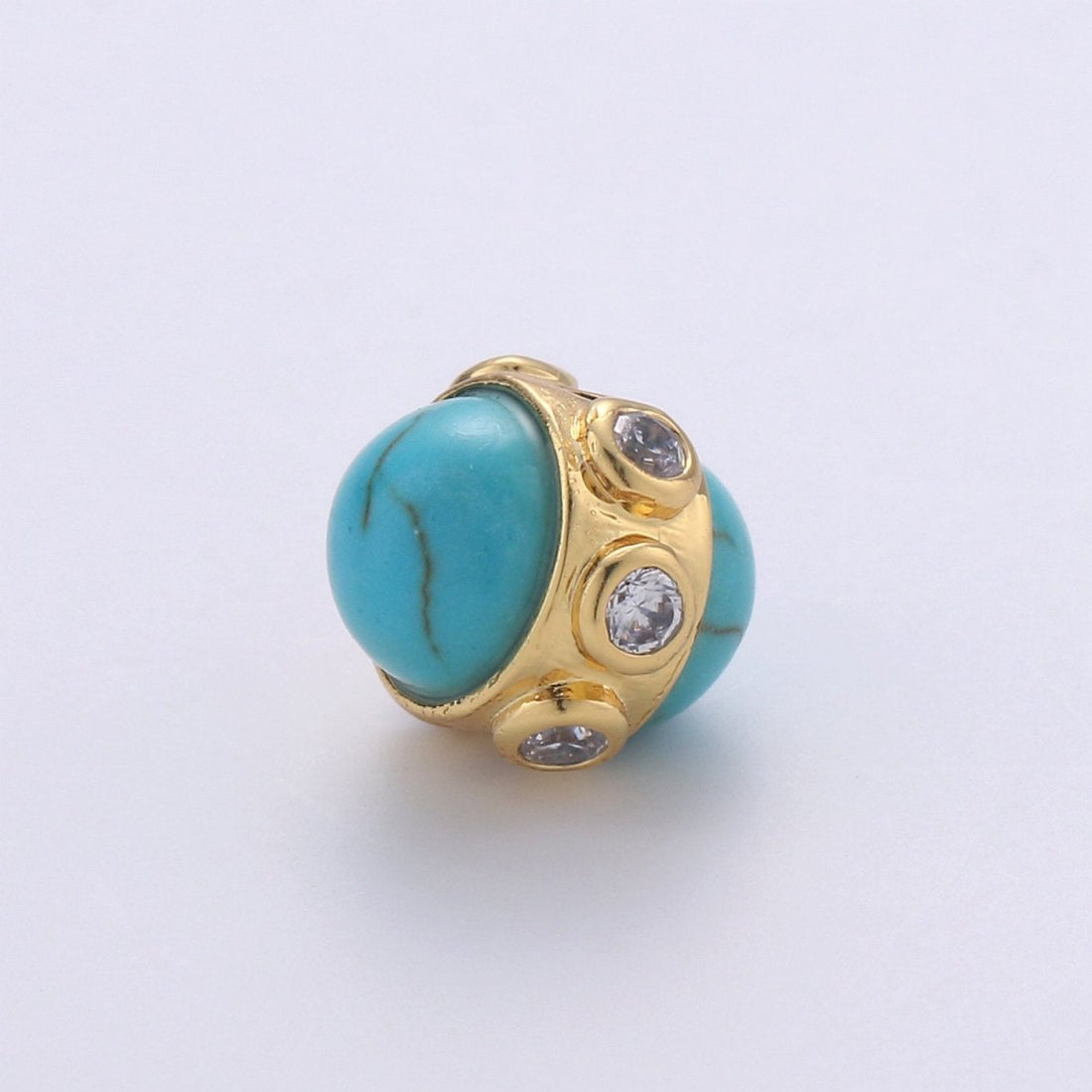 Gold Filled Micro Pave Beads Spacer Beads, for DIY Jewelry Making European Charms Beaded Bracelet, Bead Size 7x7mm Hole 4mm B-324