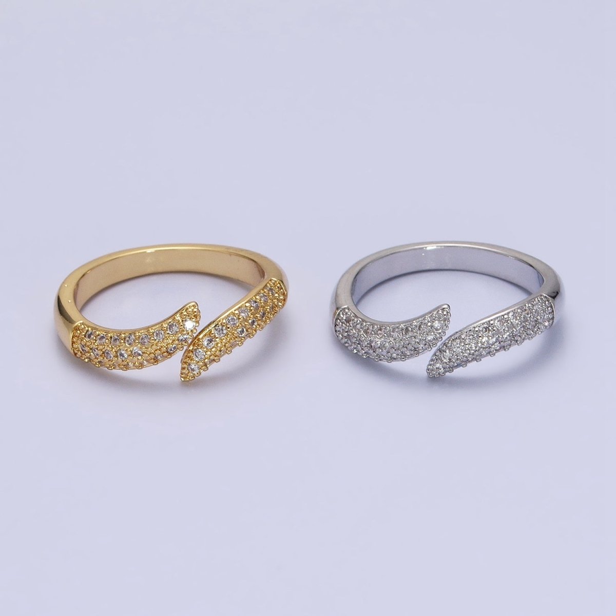 Gold Filled Micro Pave Wrap Ring | Unique Wedding Band | Statement Stacking Band Wrap Spiral Ring Adjustable O1515 O1516