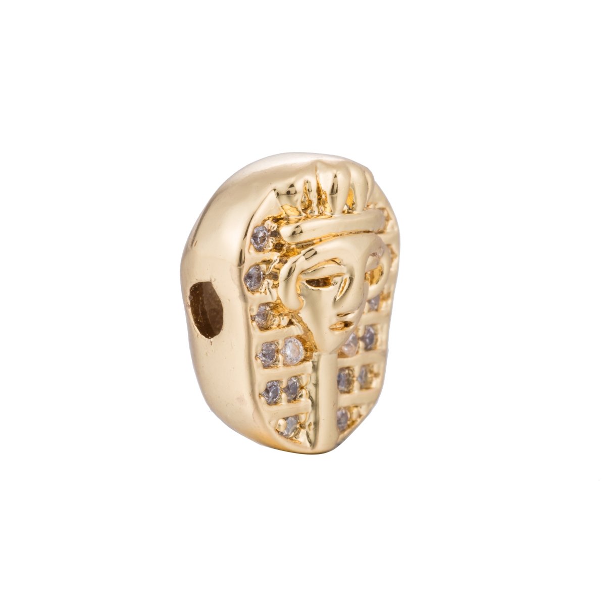 Gold Filled Micro Paved Ancient Egyptian Pharaoh Egyptian Headdress Bead | B-057