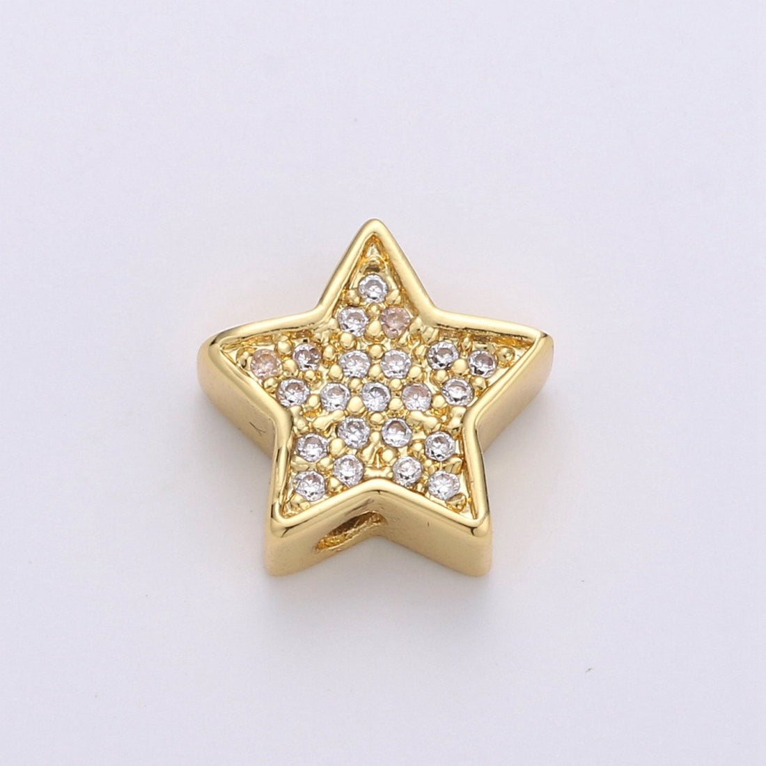 Gold Filled Micro Paved CZ 10mm Celestial Star Beads in Gold &amp; Silver |  B-302