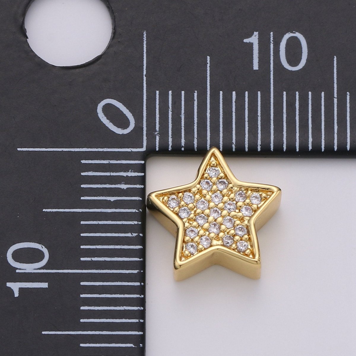 Gold Filled Micro Paved CZ 10mm Celestial Star Beads in Gold &amp; Silver |  B-302