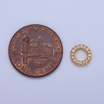 14K Gold Filled 7.5mm Micro Paved CZ Circular Round Charm in Gold &amp; Silver | C059 C122