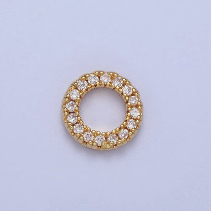 14K Gold Filled 7.5mm Micro Paved CZ Circular Round Charm in Gold &amp; Silver | C059 C122