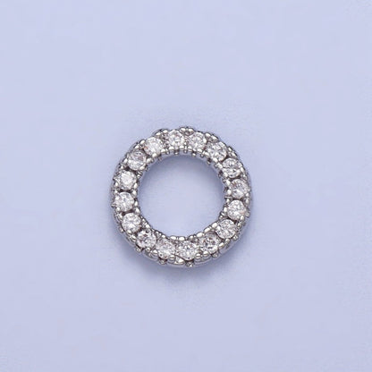 14K Gold Filled 7.5mm Micro Paved CZ Circular Round Charm in Gold &amp; Silver | C059 C122