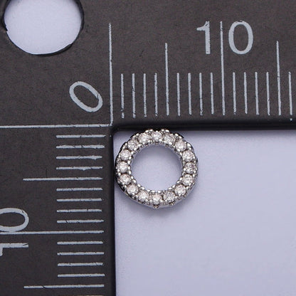 14K Gold Filled 7.5mm Micro Paved CZ Circular Round Charm in Gold &amp; Silver | C059 C122
