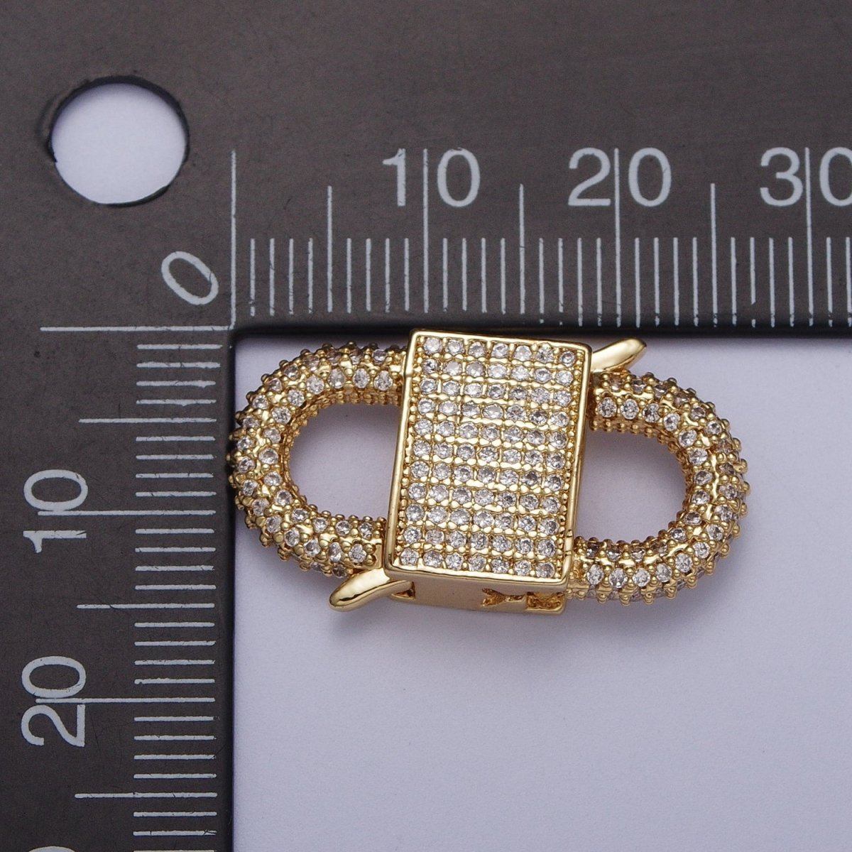 Gold Filled Micro Paved Double Padlock Spring Gate Closure in Gold &amp; Silver | K-199 K-202