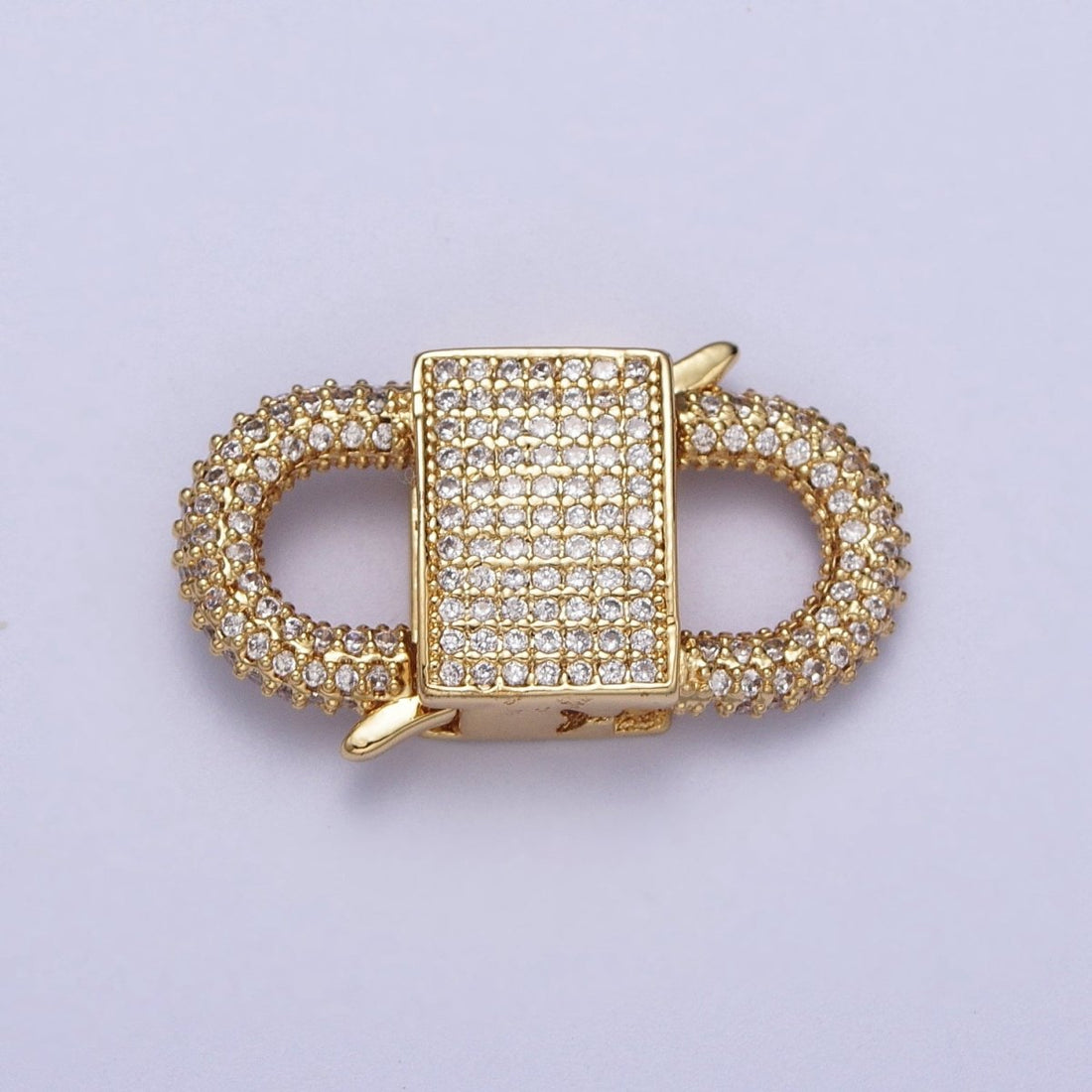 Gold Filled Micro Paved Double Padlock Spring Gate Closure in Gold &amp; Silver | K-199 K-202
