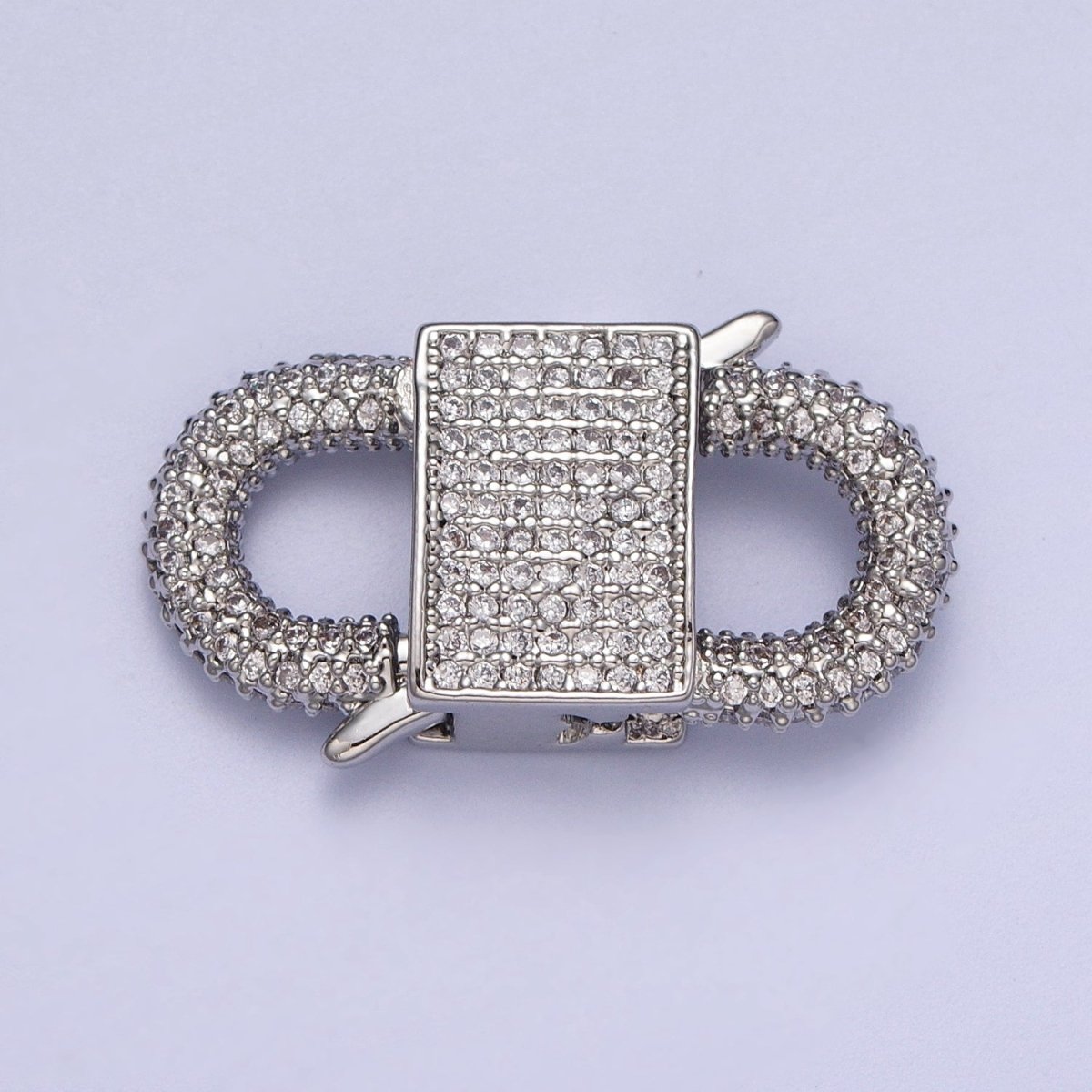 Gold Filled Micro Paved Double Padlock Spring Gate Closure in Gold &amp; Silver | K-199 K-202