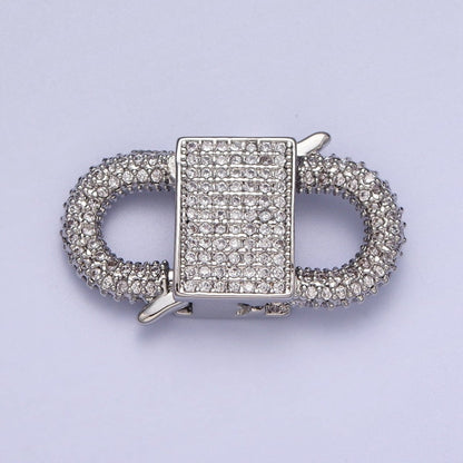 Gold Filled Micro Paved Double Padlock Spring Gate Closure in Gold &amp; Silver | K-199 K-202