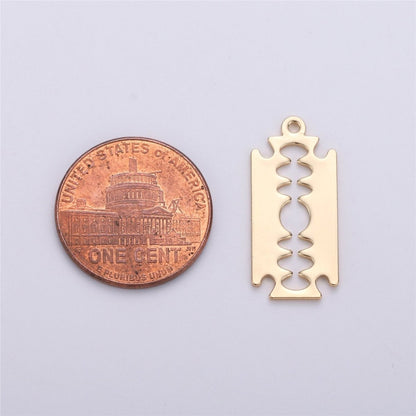 Gold Filled Mini Razor Blade Charm Silver Razor Blade Pendant for Necklace Earring Bracelet Charm J-675