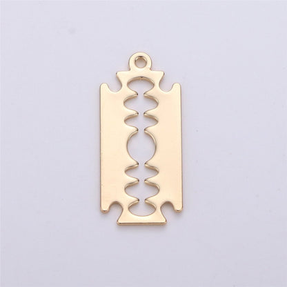 Gold Filled Mini Razor Blade Charm Silver Razor Blade Pendant for Necklace Earring Bracelet Charm J-675
