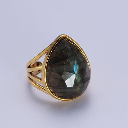 Gold Filled Multifaceted Teardrop Gemstone Ring | O-152~O-157 O-165 O-186 O-187