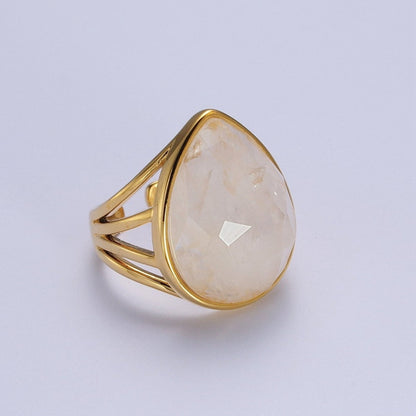 Gold Filled Multifaceted Teardrop Gemstone Ring | O-152~O-157 O-165 O-186 O-187