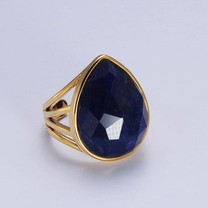 Gold Filled Multifaceted Teardrop Gemstone Ring | O-152~O-157 O-165 O-186 O-187
