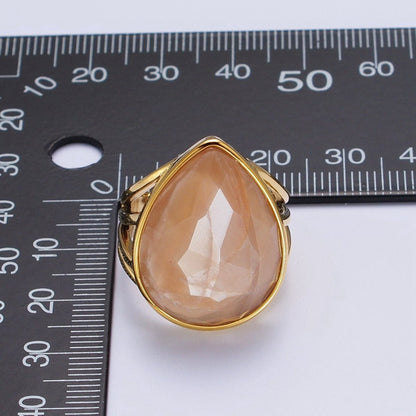 Gold Filled Multifaceted Teardrop Gemstone Ring | O-152~O-157 O-165 O-186 O-187
