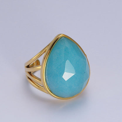 Gold Filled Multifaceted Teardrop Gemstone Ring | O-152~O-157 O-165 O-186 O-187