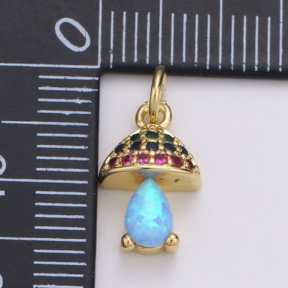 Gold Filled Opal Mushroom Charm E-003-E-005