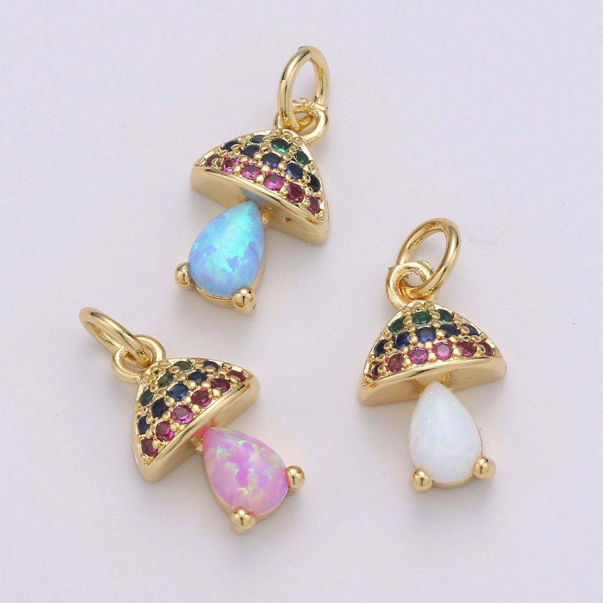 Gold Filled Opal Mushroom Charm E-003-E-005
