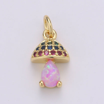 Gold Filled Opal Mushroom Charm E-003-E-005