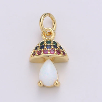Gold Filled Opal Mushroom Charm E-003-E-005