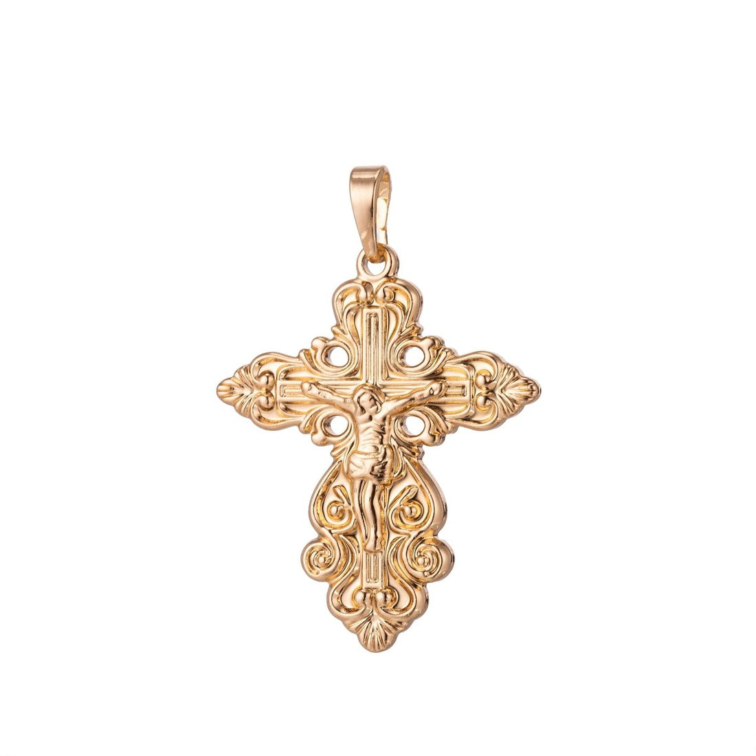 Gold Filled Ornate Cross Charm, Crucifix Charm, Gold Cross, Gold Ornate Cross Pendant Crucifix, Religious Charm Rosary Jewelry Making H-867