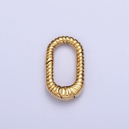 Gold Filled Oval Twisted Textured Croissant Spring Gate Clasps, Gold/Silver Pull Clasps For Jewelry Making L-820 L-868 L-869