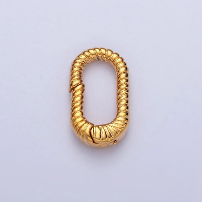 Gold Filled Oval Twisted Textured Croissant Spring Gate Clasps, Gold/Silver Pull Clasps For Jewelry Making L-820 L-868 L-869