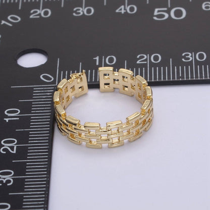 Gold Filled Panther Link Ring Open Adjustable Jewelry for Stackable Minimalist Jewelry U-259