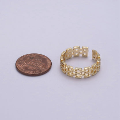 Gold Filled Panther Link Ring Open Adjustable Jewelry for Stackable Minimalist Jewelry U-259