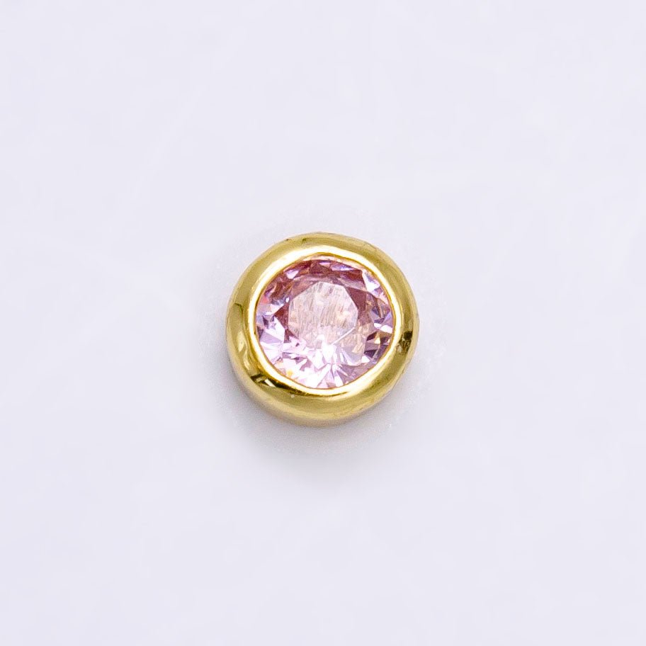 Gold Filled Personalized Locket Bead: 4mm Birthstone Bezel CZ | B-930~935