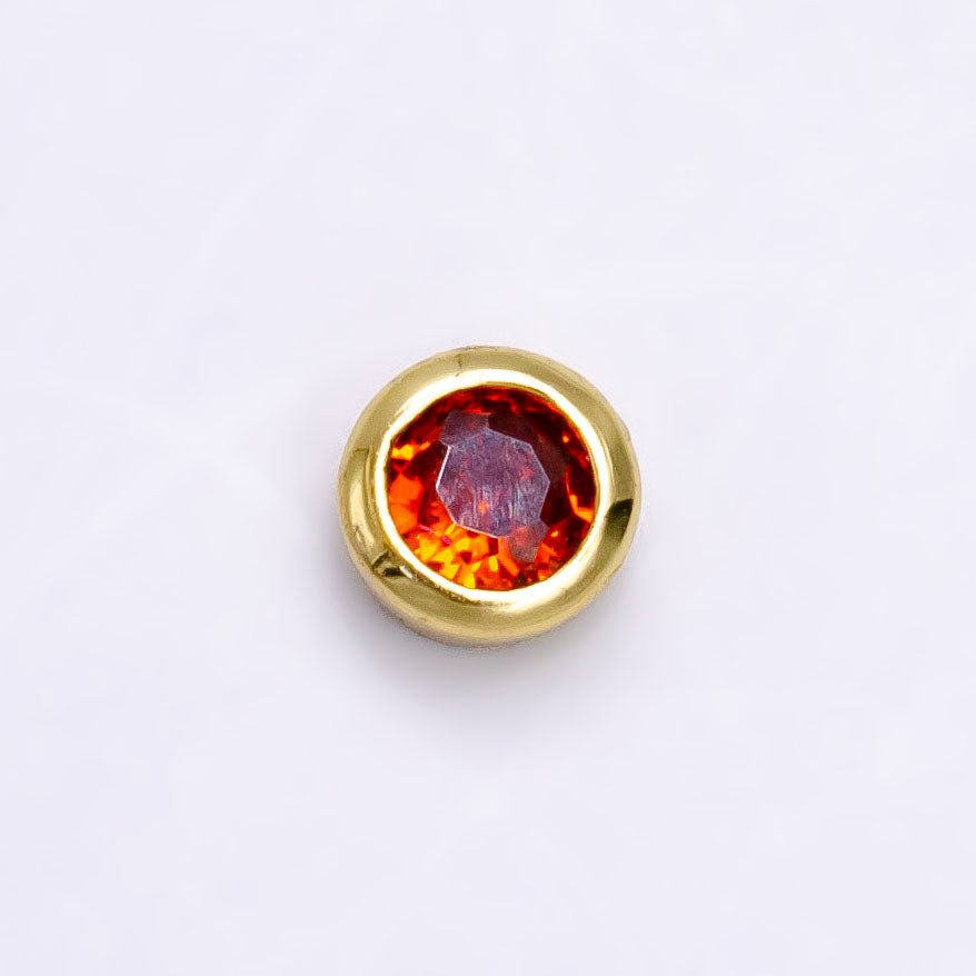 Gold Filled Personalized Locket Bead: 4mm Birthstone Bezel CZ | B-930~935