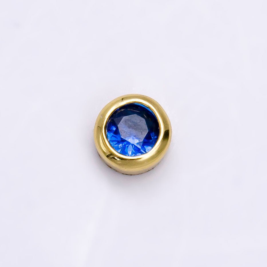 Gold Filled Personalized Locket Bead: 4mm Birthstone Bezel CZ | B-930~935