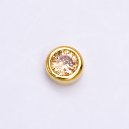 Gold Filled Personalized Locket Bead: 4mm Birthstone Bezel CZ | B-930~935
