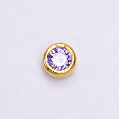 Gold Filled Personalized Locket Bead: 4mm Birthstone Bezel CZ | B-930~935
