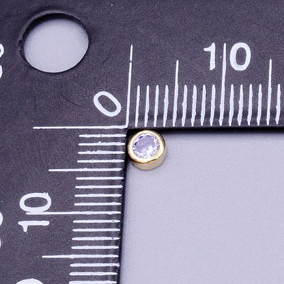 Gold Filled Personalized Locket Bead: 4mm Birthstone Bezel CZ | B-930~935